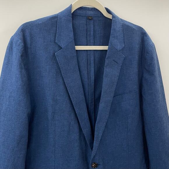 J Crew Men’s 44R Ludlow Slim Fit Unstructured Suit Jacket Cotton Linen Navy Blue - Picture 3 of 10